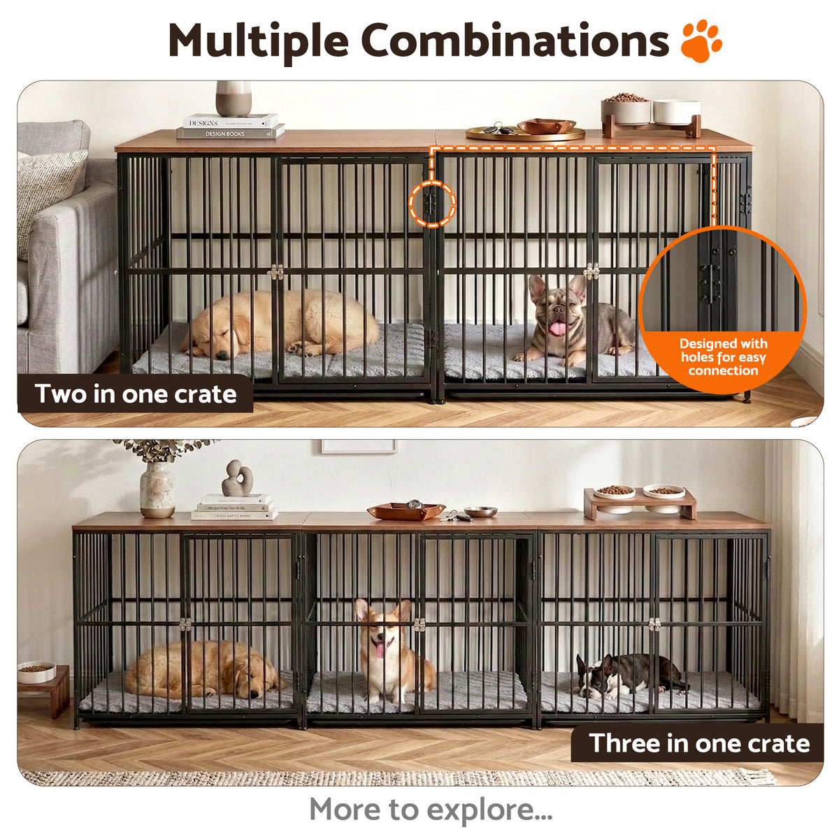 i.Pet Large Dog Crate Furniture 93cm Dog Cage Puppy Pet Wooden Black PET-DOGCAGE-WD-91-BK
