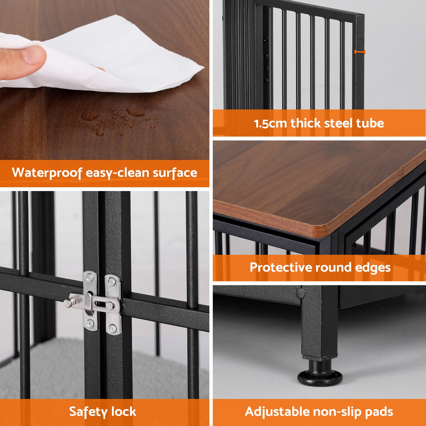 i.Pet Large Dog Crate Furniture 93cm Dog Cage Puppy Pet Wooden Black PET-DOGCAGE-WD-91-BK
