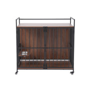 i.Pet 2-in-1 Wooden Dog Crate 99cm Pet Cage Furniture End Table Wheels Black PET-DOGCAGE-WH-99-BK