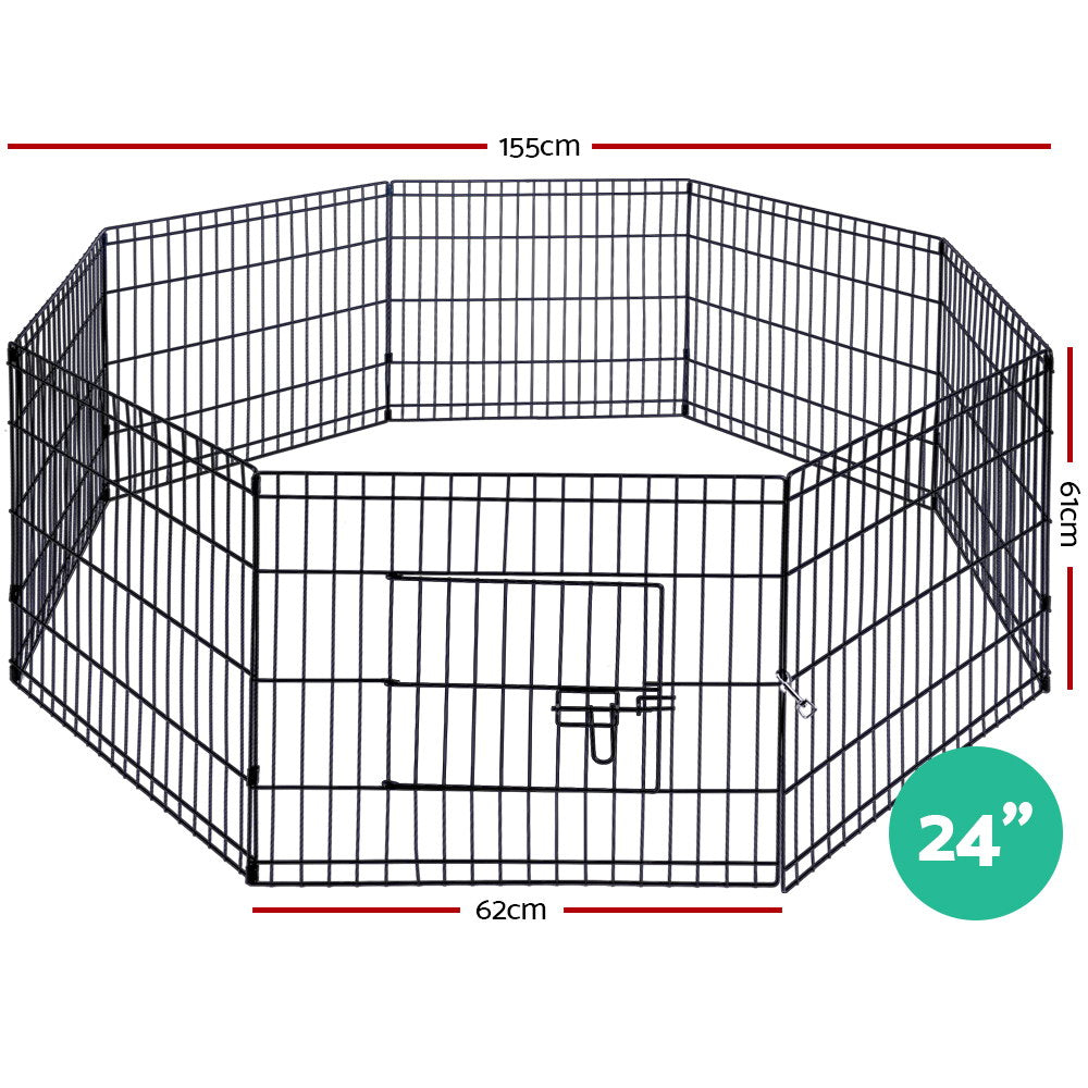 i.Pet 24" 8 Panel Dog Playpen Pet Fence Exercise Cage Enclosure Play Pen PET-DOGPLAYPEN-24