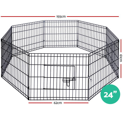 i.Pet 24" 8 Panel Dog Playpen Pet Fence Exercise Cage Enclosure Play Pen PET-DOGPLAYPEN-24