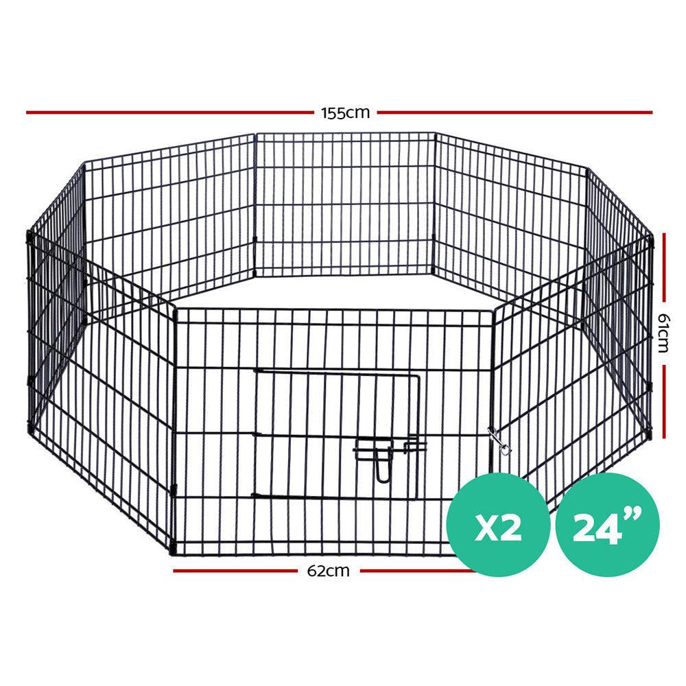 i.Pet 2x24" 8 Panel Dog Playpen Pet Fence Exercise Cage Enclosure Play Pen PET-DOGPLAYPEN-24X2