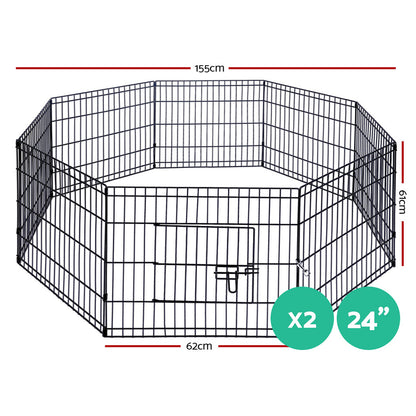 i.Pet 2x24" 8 Panel Dog Playpen Pet Fence Exercise Cage Enclosure Play Pen PET-DOGPLAYPEN-24X2