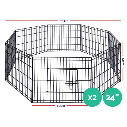 i.Pet 2x24" 8 Panel Dog Playpen Pet Fence Exercise Cage Enclosure Play Pen PET-DOGPLAYPEN-24X2