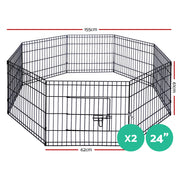 i.Pet 2x24" 8 Panel Dog Playpen Pet Fence Exercise Cage Enclosure Play Pen
