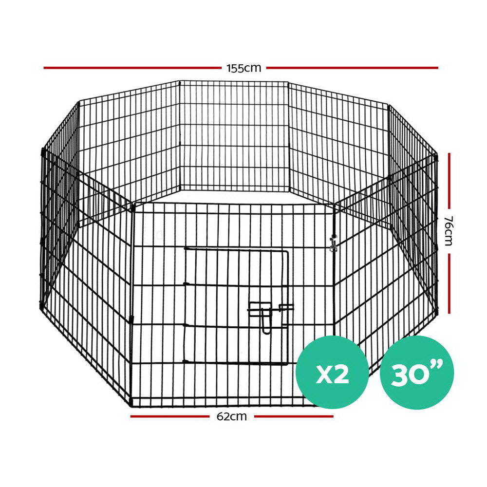 i.Pet 2x30" 8 Panel Dog Playpen Pet Fence Exercise Cage Enclosure Play Pen PET-DOGPLAYPEN-30X2