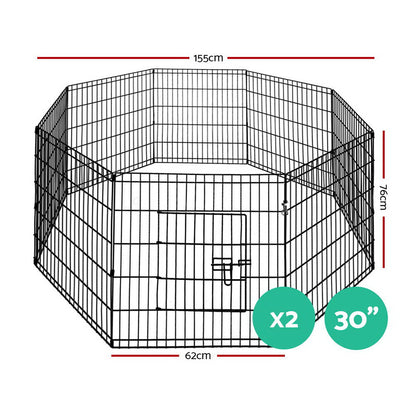 i.Pet 2x30" 8 Panel Dog Playpen Pet Fence Exercise Cage Enclosure Play Pen PET-DOGPLAYPEN-30X2
