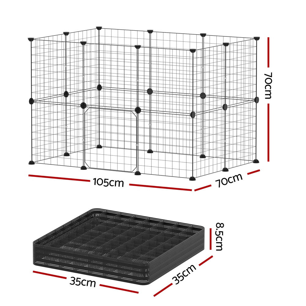 i.Pet Pet Dog Playpen Enclosure Cage 20 Panel Puppy Fence Play Pen Foldable Metal PET-DOGPLAYPEN-35-BK