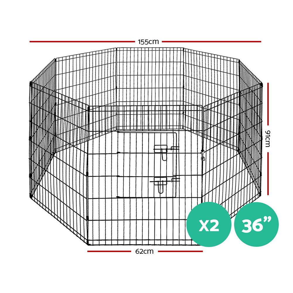 i.Pet 2x36" 8 Panel Dog Playpen Pet Fence Exercise Cage Enclosure Play Pen PET-DOGPLAYPEN-36X2
