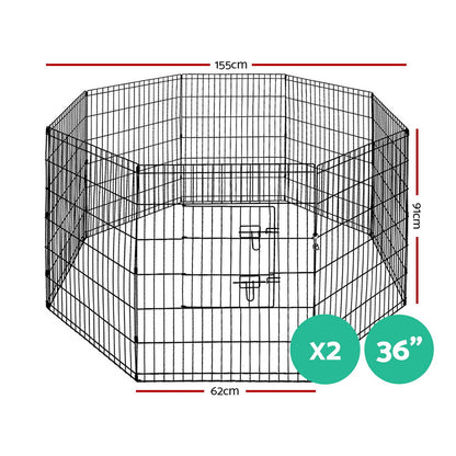 i.Pet 2x36" 8 Panel Dog Playpen Pet Fence Exercise Cage Enclosure Play Pen PET-DOGPLAYPEN-36X2