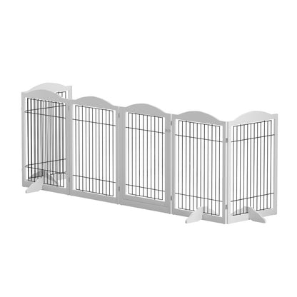 i.Pet Dog Playpen Enclosure 6 Panel Pet Fence Wooden Play Pen PET-DOGPLAYPEN-85-WH