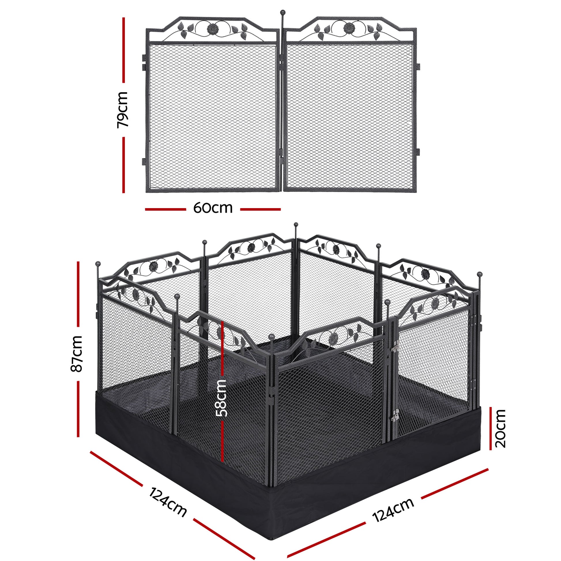i.Pet Pet Dog Playpen Heavy-Duty Enclosure Multi-Configuration Indoor Outdoor Black PET-DOGPLAYPEN-H80-2IN1