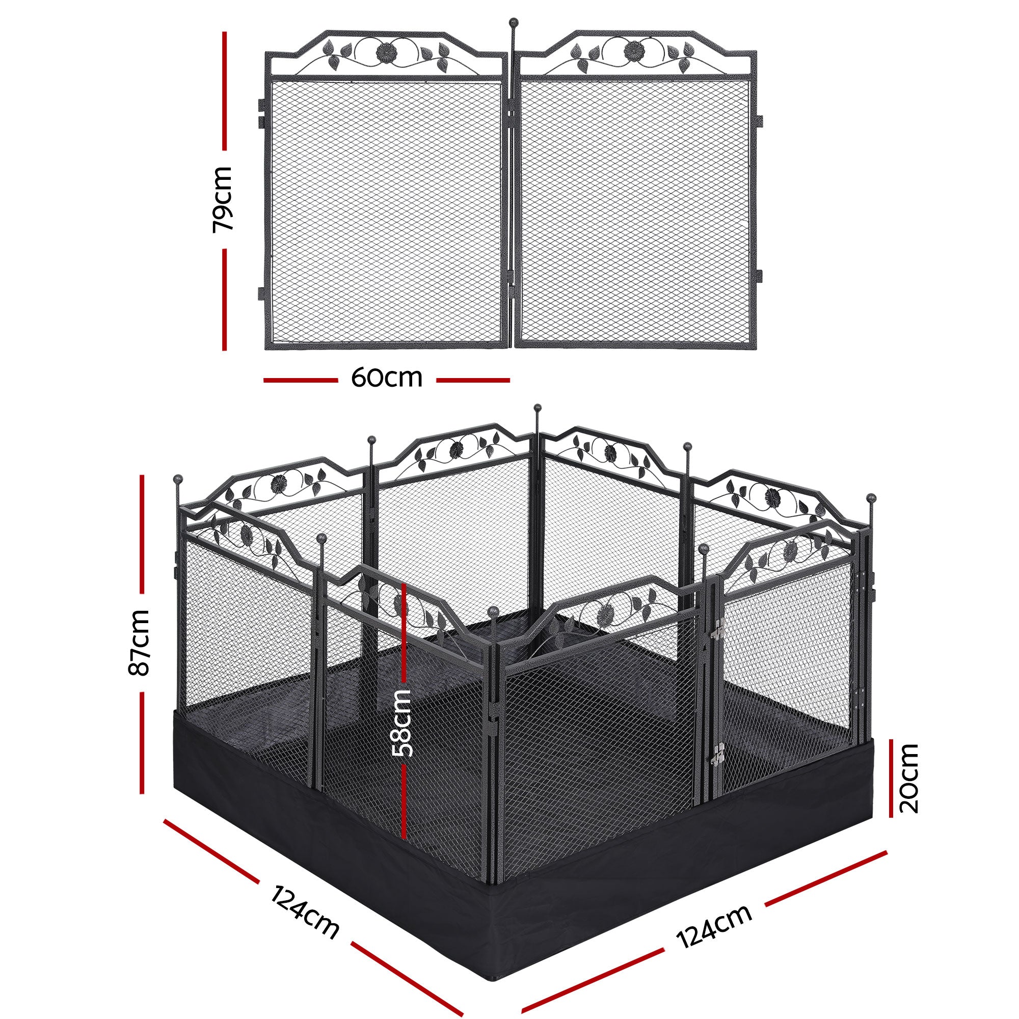 i.Pet Pet Dog Playpen Heavy-Duty Enclosure Multi-Configuration Indoor Outdoor Black PET-DOGPLAYPEN-H80-2IN1