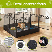 i.Pet Pet Dog Playpen Heavy-Duty Enclosure Multi-Configuration Indoor Outdoor Black PET-DOGPLAYPEN-H80-2IN1