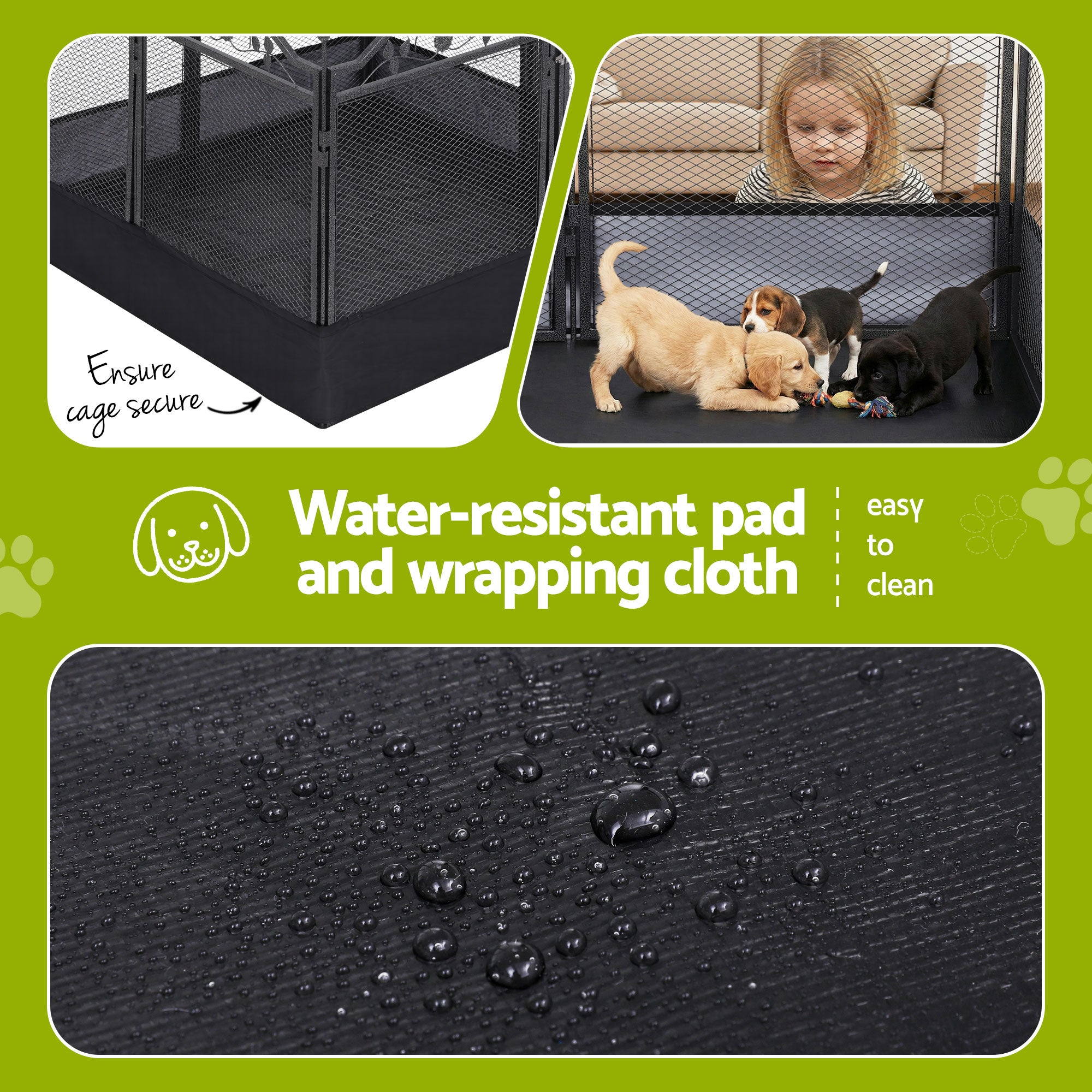 i.Pet Pet Dog Playpen Heavy-Duty Enclosure Multi-Configuration Indoor Outdoor Black PET-DOGPLAYPEN-H80-2IN1