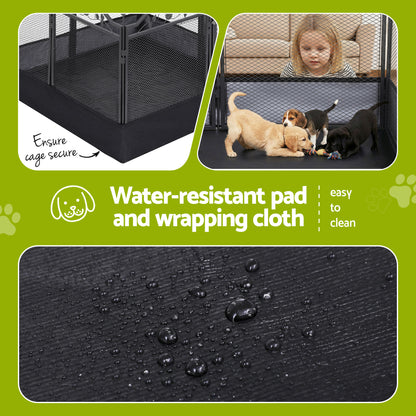 i.Pet Pet Dog Playpen Heavy-Duty Enclosure Multi-Configuration Indoor Outdoor Black PET-DOGPLAYPEN-H80-2IN1