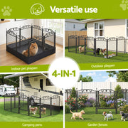 i.Pet Pet Dog Playpen Heavy-Duty Enclosure Multi-Configuration Indoor Outdoor Black PET-DOGPLAYPEN-H80-2IN1