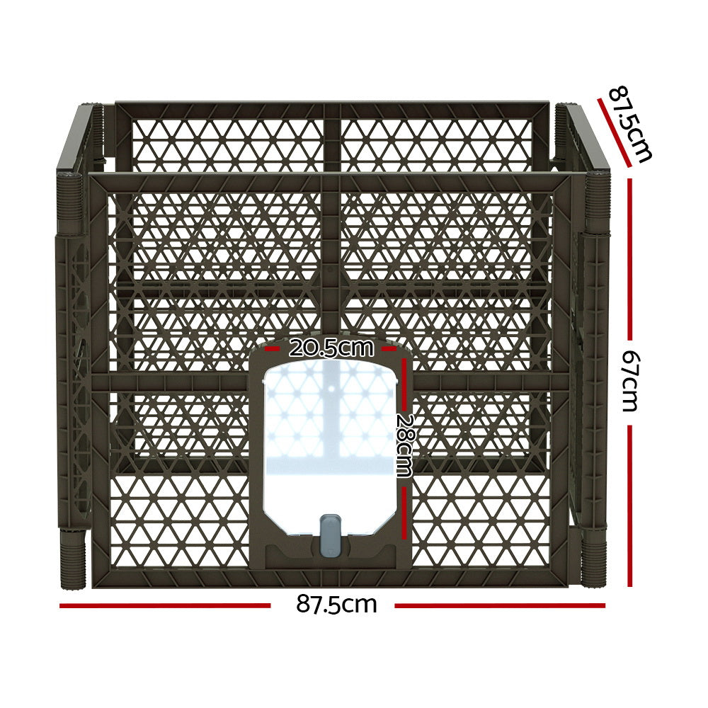 i.Pet Dog Playpen Enclosure 4 Panel Pet Fence Plastic Play Pen PET-DOGPLAYPEN-PL-4-BR