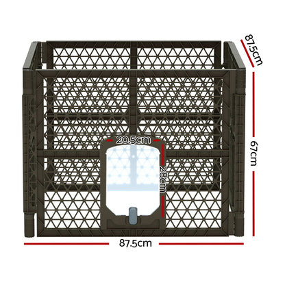 i.Pet Dog Playpen Enclosure 4 Panel Pet Fence Plastic Play Pen PET-DOGPLAYPEN-PL-4-BR