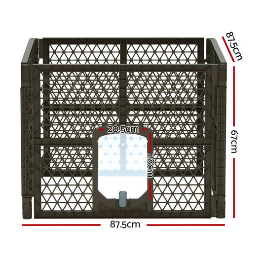 i.Pet Dog Playpen Enclosure 4 Panel Pet Fence Plastic Play Pen PET-DOGPLAYPEN-PL-4-BR