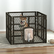 i.Pet Dog Playpen Enclosure 4 Panel Pet Fence Plastic Play Pen PET-DOGPLAYPEN-PL-4-BR