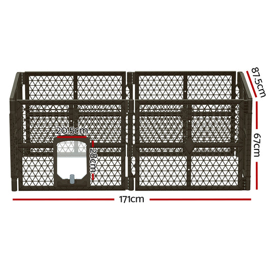 i.Pet Dog Playpen Enclosure 6 Panel Pet Fence Plastic Play Pen PET-DOGPLAYPEN-PL-6-BR