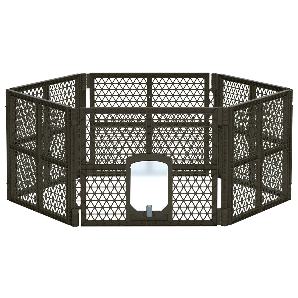 i.Pet Dog Playpen Enclosure 6 Panel Pet Fence Plastic Play Pen PET-DOGPLAYPEN-PL-6-BR