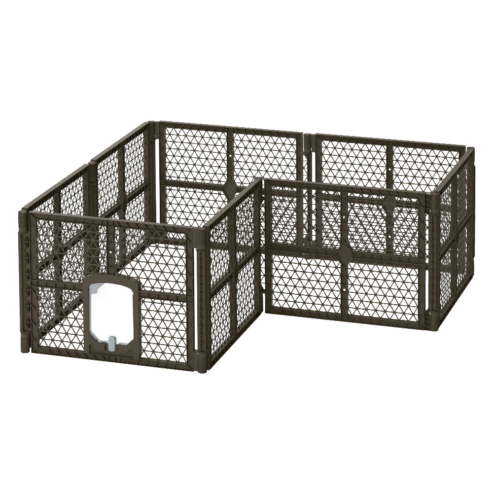 i.Pet Dog Playpen Enclosure 8 Panel Pet Fence Plastic Play Pen PET-DOGPLAYPEN-PL-8-BR