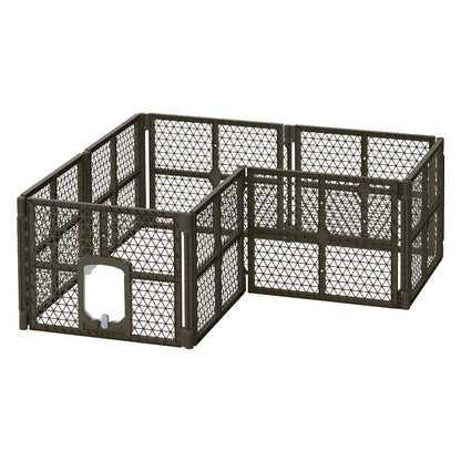 i.Pet Dog Playpen Enclosure 8 Panel Pet Fence Plastic Play Pen PET-DOGPLAYPEN-PL-8-BR