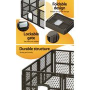 i.Pet Dog Playpen Enclosure 8 Panel Pet Fence Plastic Play Pen PET-DOGPLAYPEN-PL-8-BR