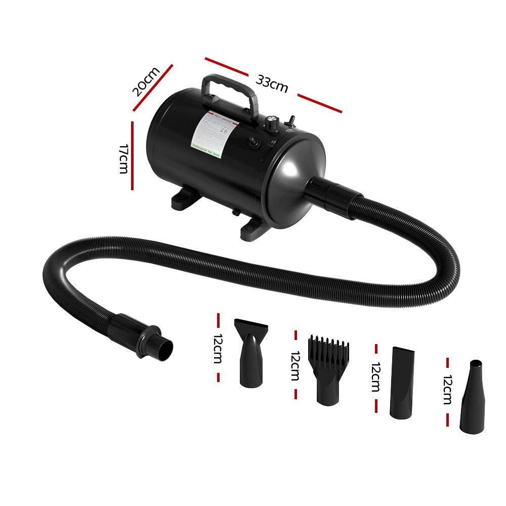i.Pet Pet Hair Dryer Dog Cat Grooming Speed Blower Hairdryer Heater Low Noise PET-DRYER-3200-BK