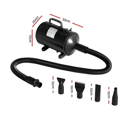 i.Pet Pet Hair Dryer Dog Cat Grooming Speed Blower Hairdryer Heater Low Noise PET-DRYER-3200-BK