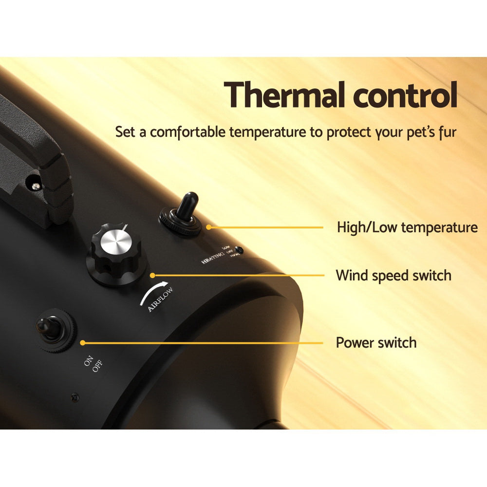 i.Pet Pet Hair Dryer Dog Cat Grooming Speed Blower Hairdryer Heater Low Noise PET-DRYER-3200-BK