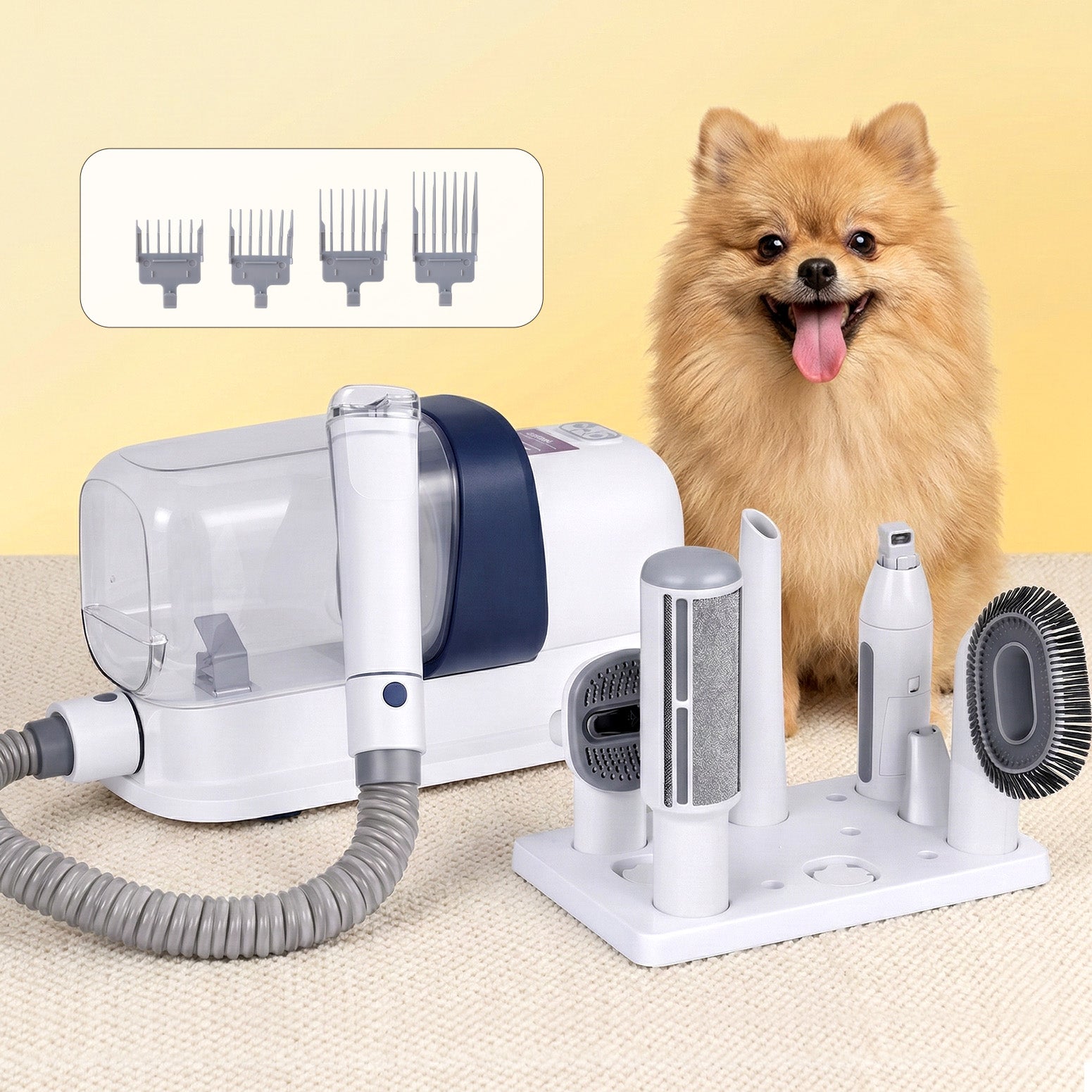 i.Pet Pet Grooming Kit Vacuum Dog Cat Hair Dryer Remover Clipper Brushes Cleaning PET-DRYER-7IN1-WH
