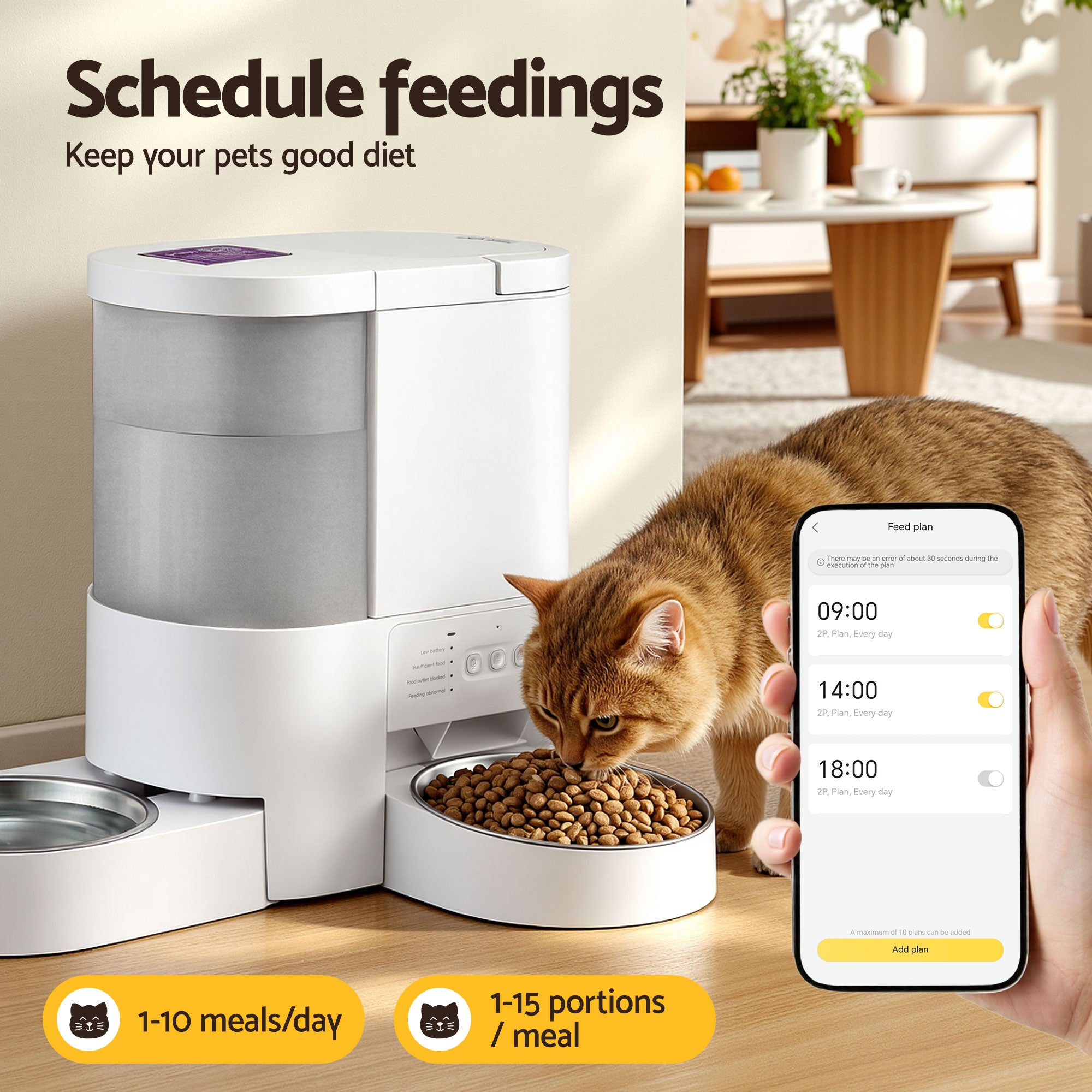 i.Pet Automatic Pet Feeder Water Dispenser 2-in-1 Smart WiFi Dog Cat Food 4L PET-FEEDER-2IN1-WIFI