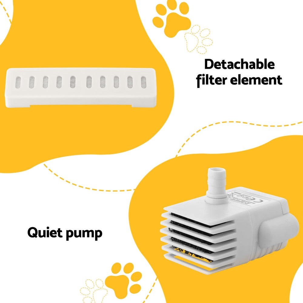 i.Pet Pet Water Fountain Feeder Dispenser Filter Dog Cat Drinking Automatic 2.2L PET-FEEDER-2L-WH