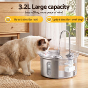 i.Pet 3.2L Cat Water Fountain Pet Feeder Dog Drinking Dispenser 304 Stainless Steel