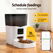 i.Pet Automatic Pet Feeder Dog Cat Feeder Wifi 3L Auto Smart Food Dispenser PET-FEEDER-3L-WIFI-WH