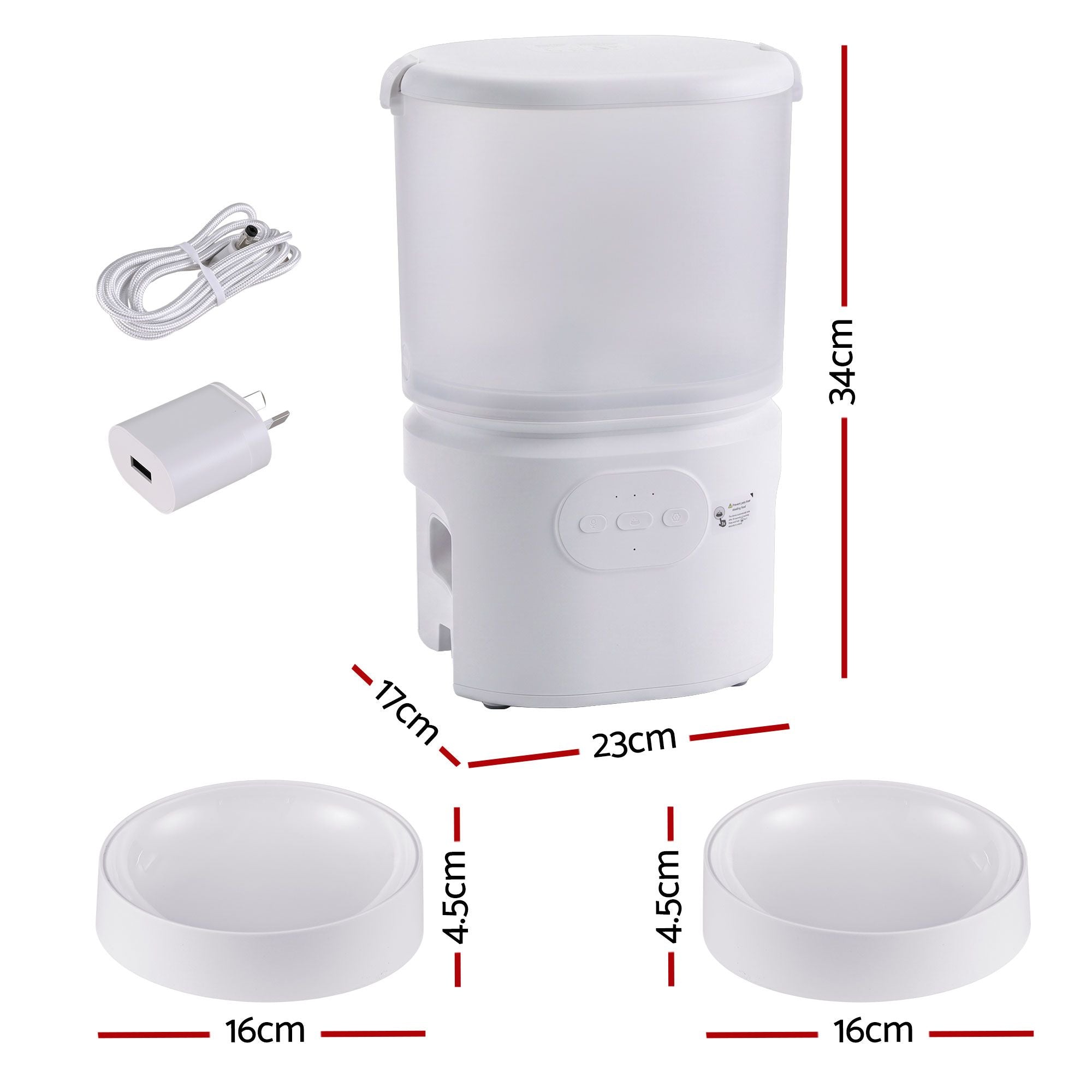 i.Pet 5L Automatic Pet Feeder Dual Bowl Smart Dispenser APP Control Cats Dogs PET-FEEDER-5DL-WIFI-BK