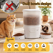 i.Pet 5L Automatic Pet Feeder Dual Bowl Smart Dispenser APP Control Cats Dogs PET-FEEDER-5DL-WIFI-BK