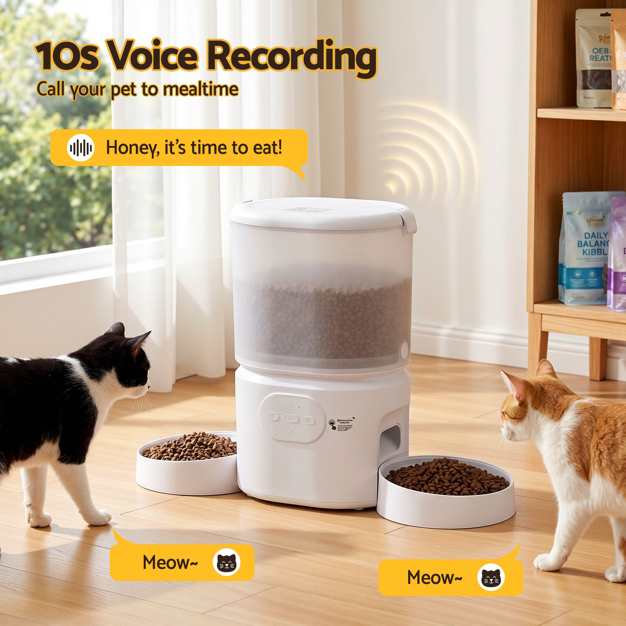 i.Pet 5L Automatic Pet Feeder Dual Bowl Smart Dispenser APP Control Cats Dogs PET-FEEDER-5DL-WIFI-BK