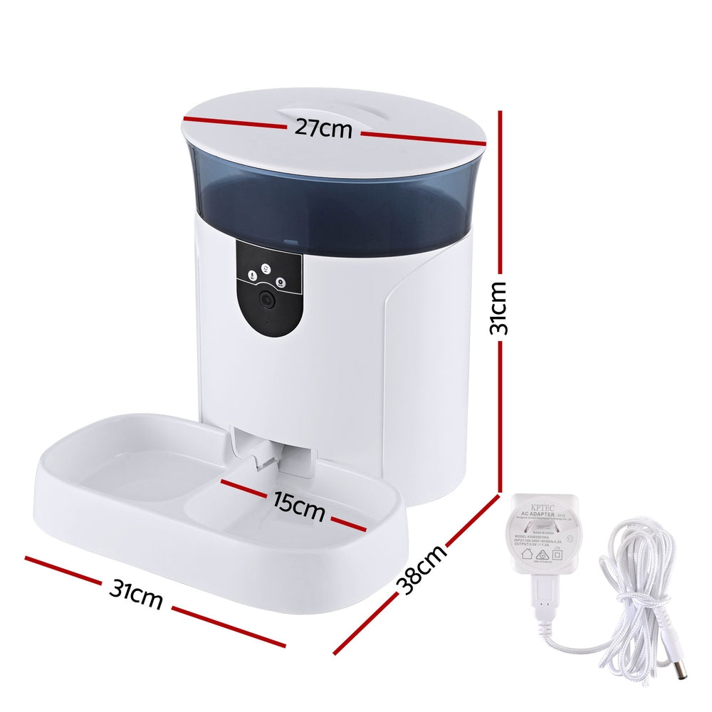 i.Pet Automatic Pet Feeder Dog Cat Camera Wifi Smart Food Dispenser Timer 7L APP PET-FEEDER-7L-VIDEO-WH