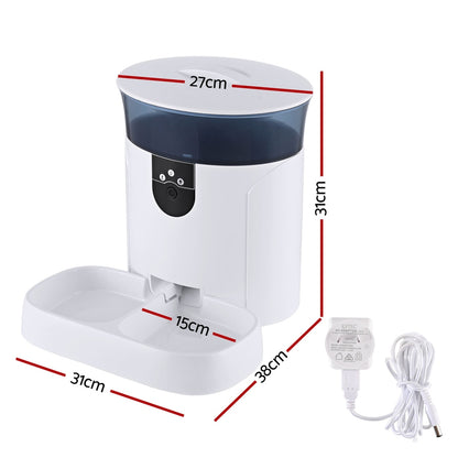 i.Pet Automatic Pet Feeder Dog Cat Camera Wifi Smart Food Dispenser Timer 7L APP PET-FEEDER-7L-VIDEO-WH
