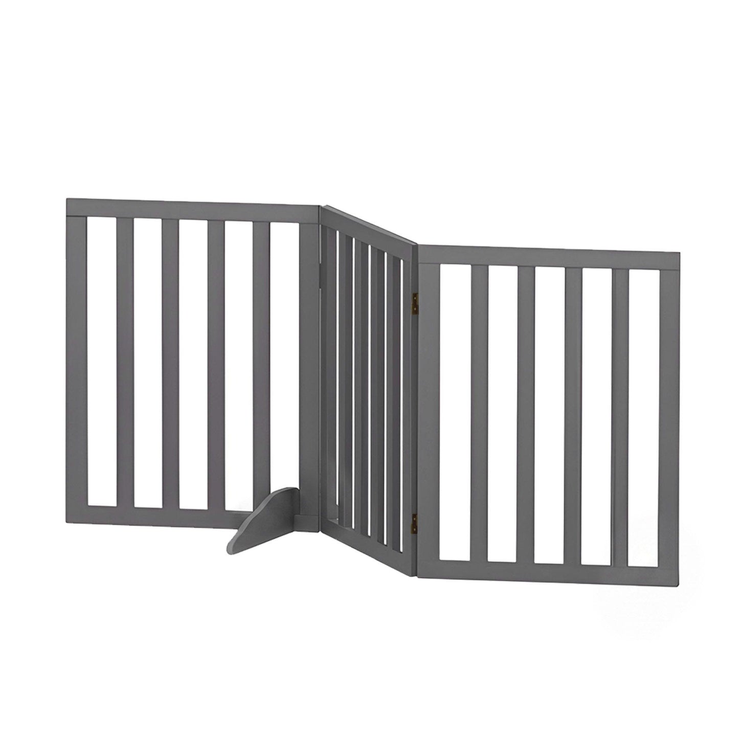 i.Pet Dog Gate Playpen Enclosure 3 Panels Pet Door Fence Wooden Play Pen Stair PET-GATE-WD-139X60-GR