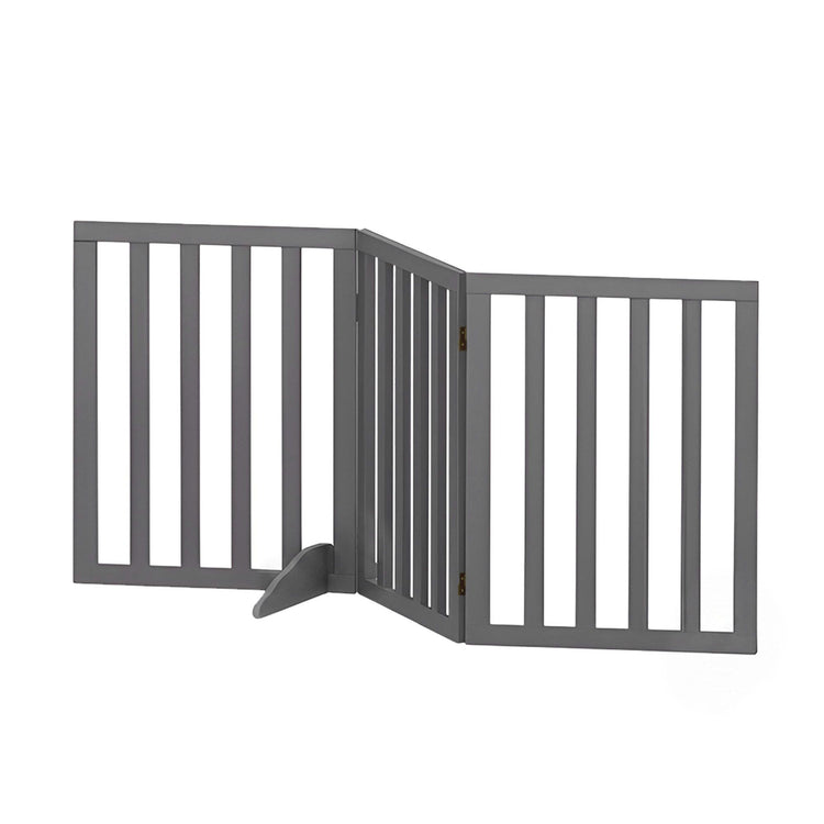 i.Pet Dog Gate Playpen Enclosure 3 Panels Pet Door Fence Wooden Play Pen Stair PET-GATE-WD-139X60-GR