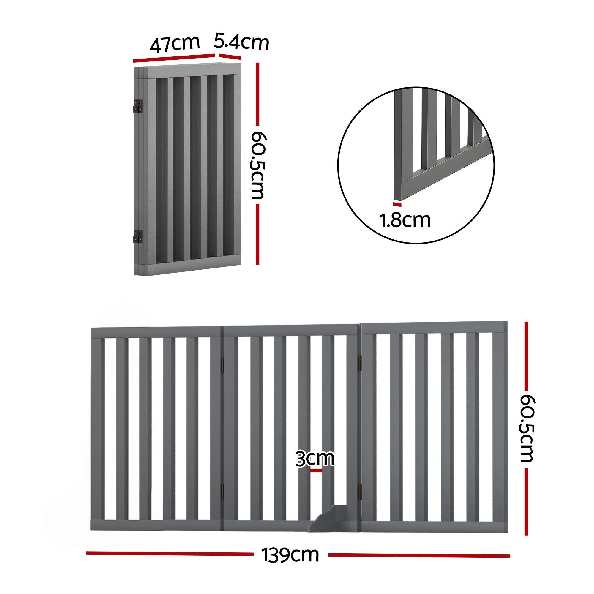 i.Pet Dog Gate Playpen Enclosure 3 Panels Pet Door Fence Wooden Play Pen Stair