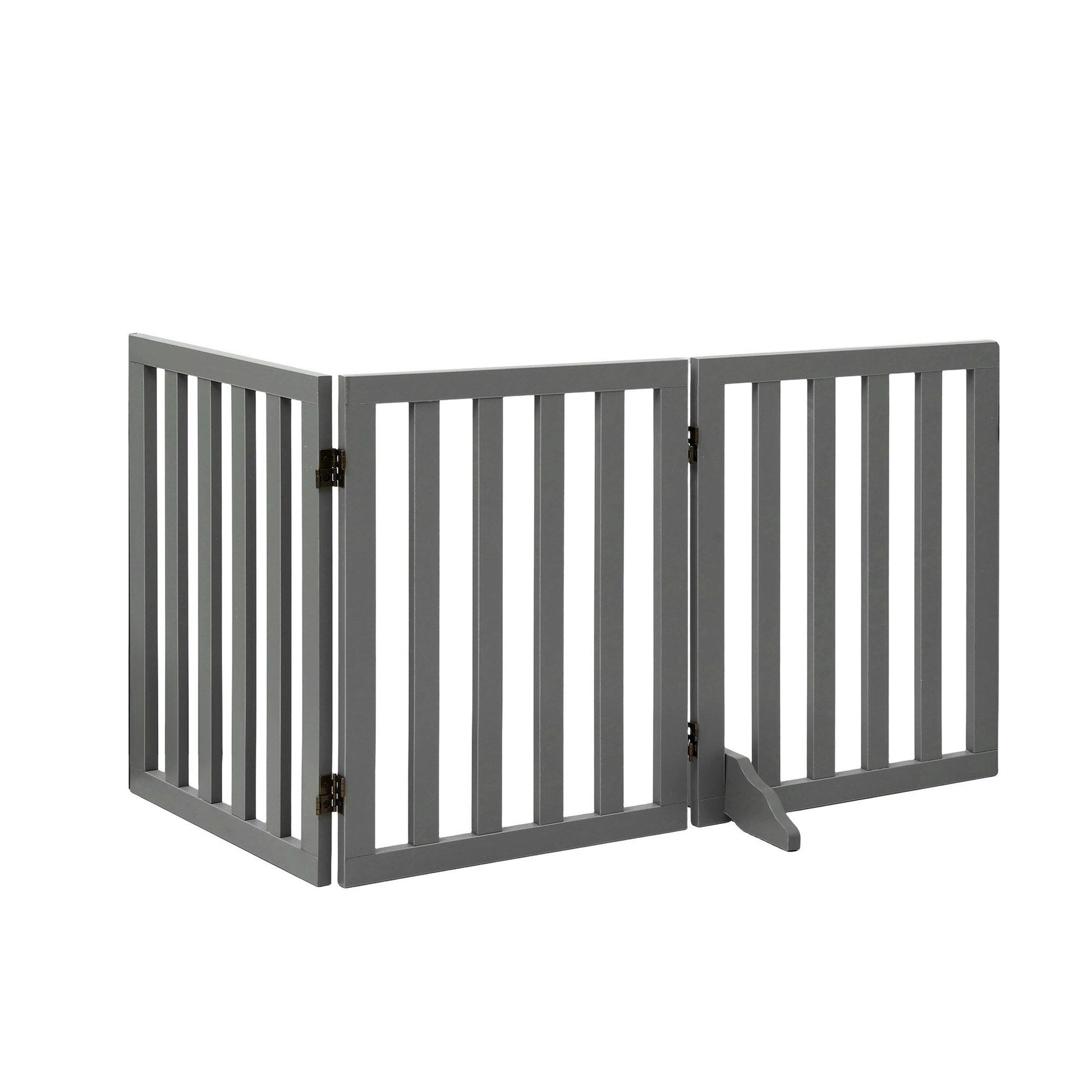 i.Pet Dog Gate Playpen Enclosure 3 Panels Pet Door Fence Wooden Play Pen Stair PET-GATE-WD-139X60-GR