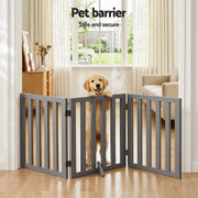 i.Pet Dog Gate Playpen Enclosure 3 Panels Pet Door Fence Wooden Play Pen Stair