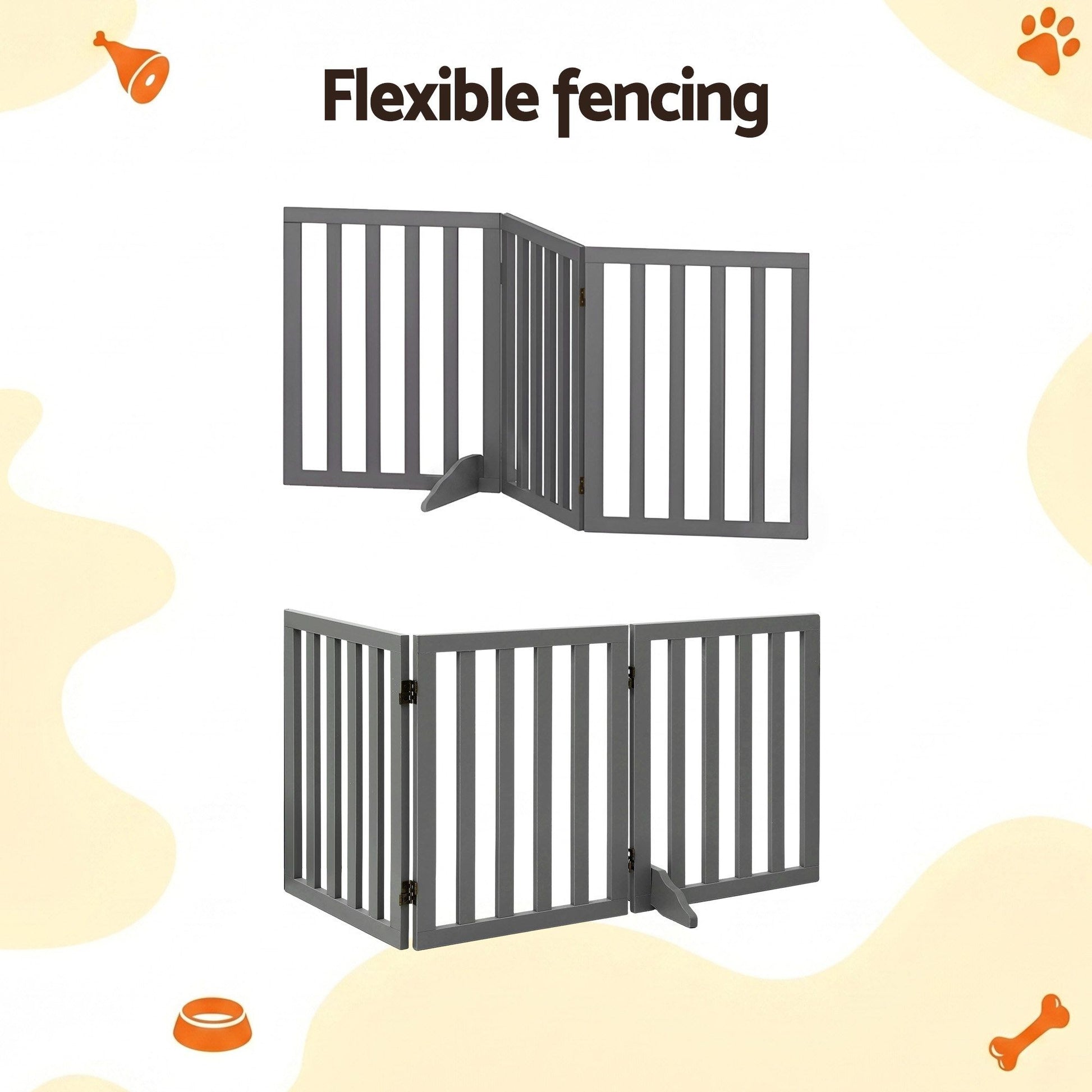 i.Pet Dog Gate Playpen Enclosure 3 Panels Pet Door Fence Wooden Play Pen Stair PET-GATE-WD-139X60-GR