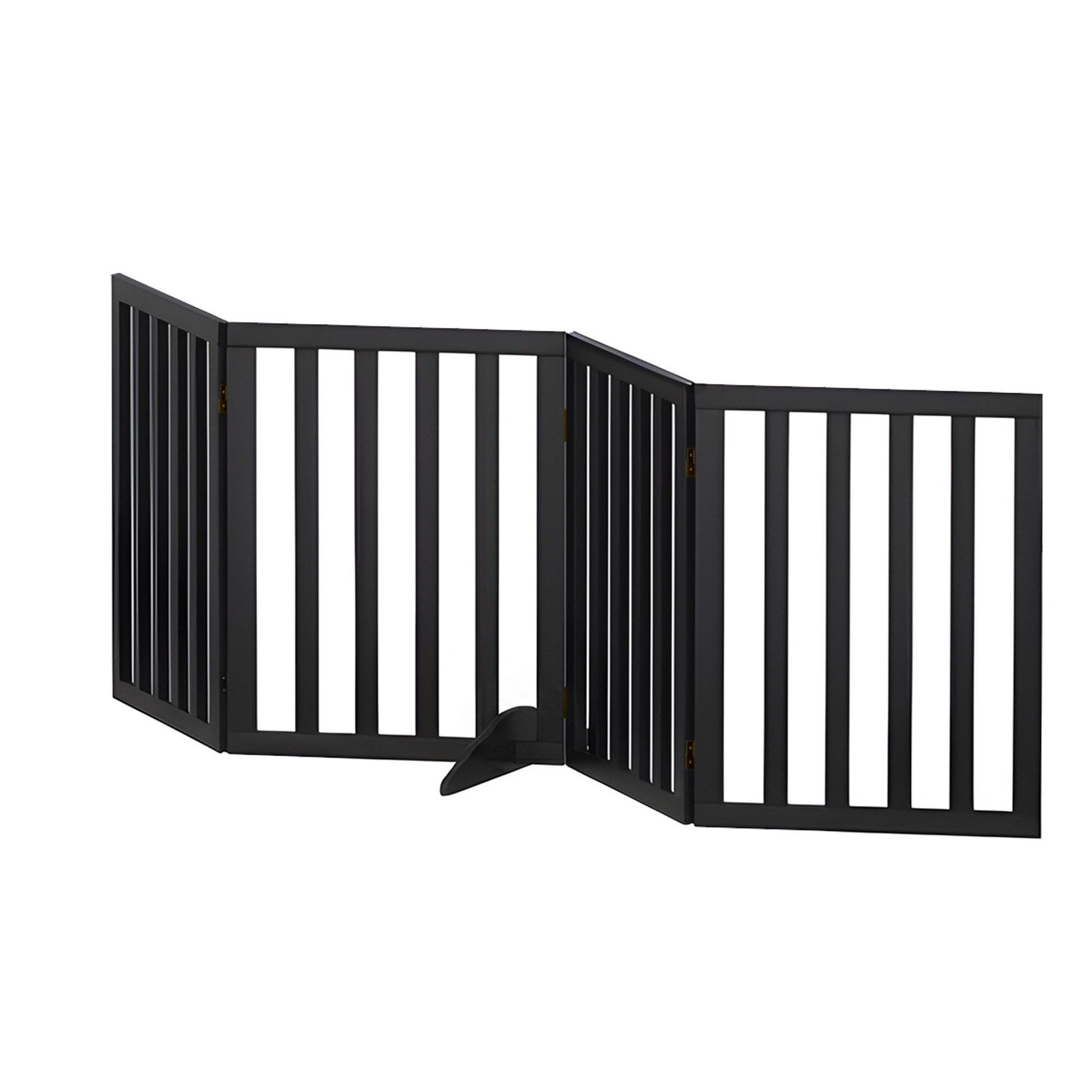 i.Pet Dog Gate Playpen Enclosure 4 Panels Pet Door Fence Wooden Play Pen Stair PET-GATE-WD-185X60-BK